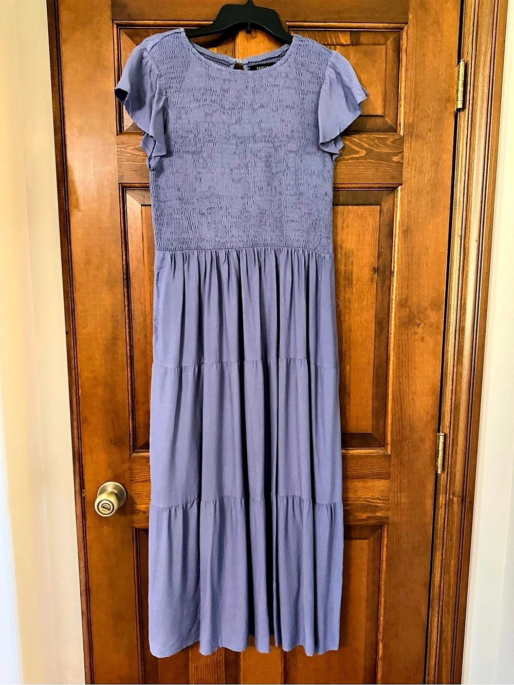 Zesica Women's Summer Casual Flutter Short Sleeve Smocked Tiered Midi Dress
